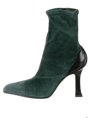 Celine Dark Green Suede Madame Ankle Boots 39.5 - vintage Phoebe Philo